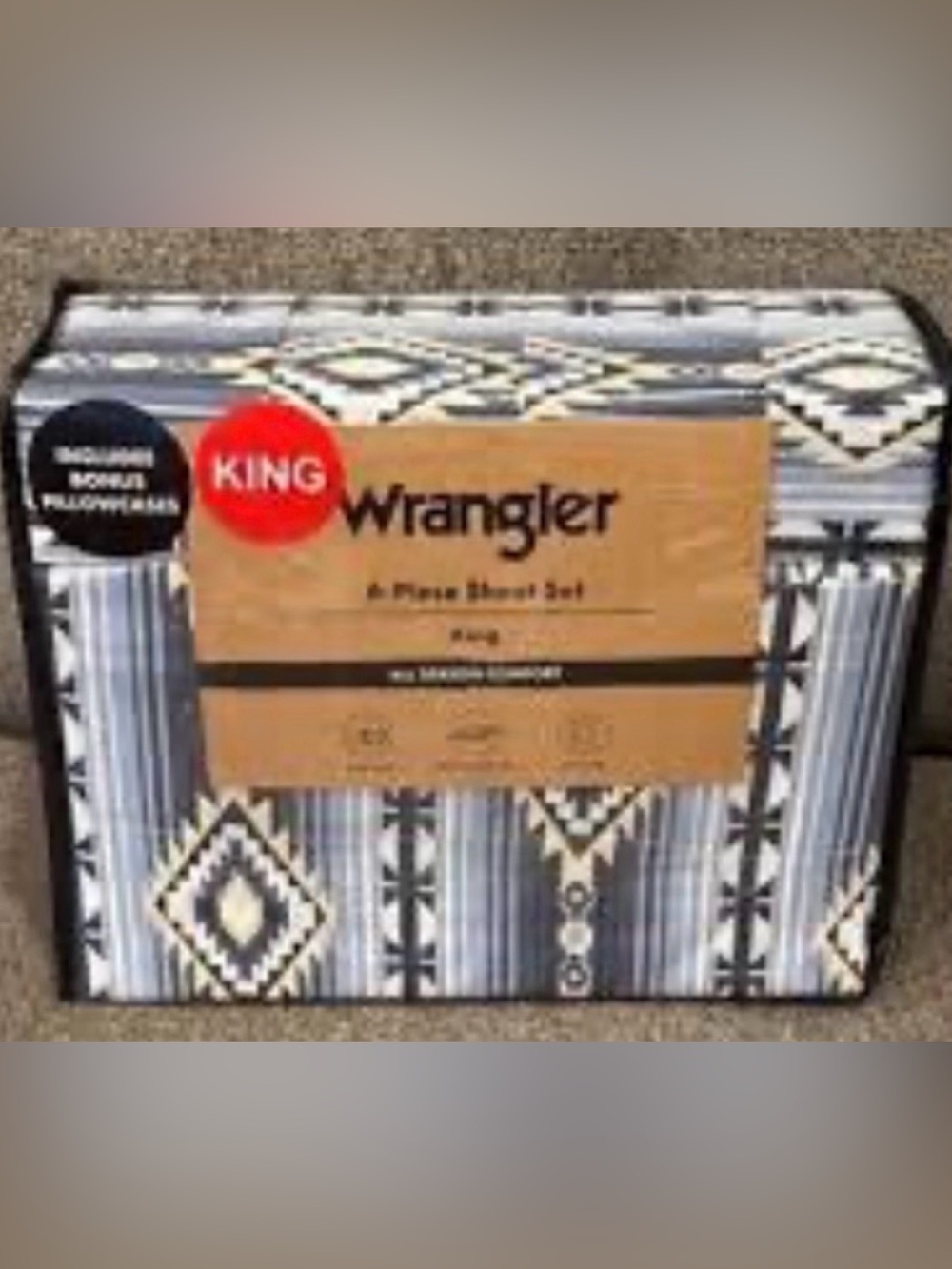 NEW WRANGLER KING RYDER AZTEC BLUE CREAM NAVY 6 PIECE 4 PULLOWCASES